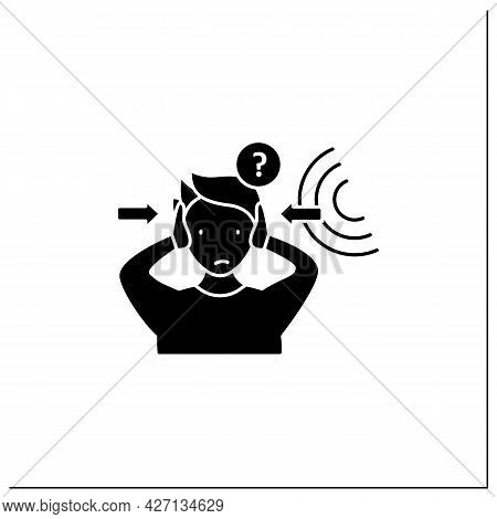 Auditory Hallucinations Glyph Icon. False Sound Perceptions. Paracusia. Schizophrenia Symptoms Conce