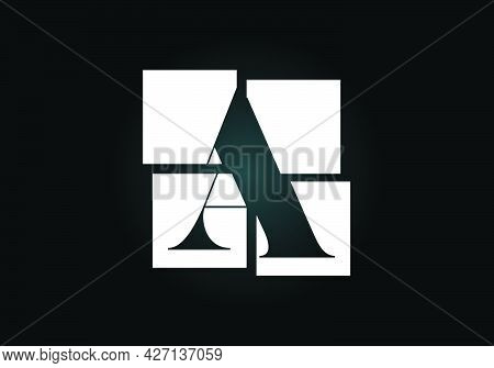 Initial A Monogram Letter Alphabet Made Of Four Squares. Font Emblem. Broken, Puzzle Alphabet Sign. 