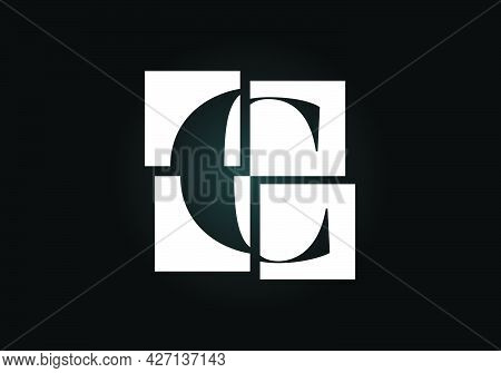 Initial C Monogram Letter Alphabet Made Of Four Squares. Font Emblem. Broken, Puzzle Alphabet Sign. 