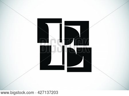 Initial E Monogram Letter Alphabet Made Of Four Squares. Font Emblem. Broken, Puzzle Alphabet Sign. 