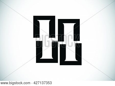 Initial H Monogram Letter Alphabet Made Of Four Squares. Font Emblem. Broken, Puzzle Alphabet Sign. 