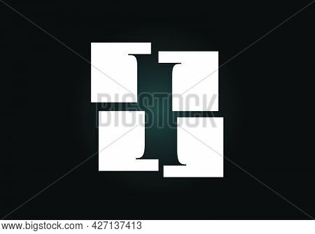 Initial I Monogram Letter Alphabet Made Of Four Squares. Font Emblem. Broken, Puzzle Alphabet Sign. 