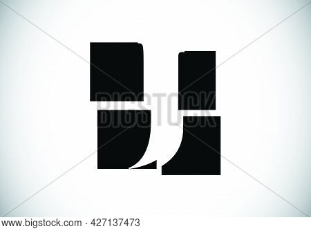 Initial J Monogram Letter Alphabet Made Of Four Squares. Font Emblem. Broken, Puzzle Alphabet Sign. 