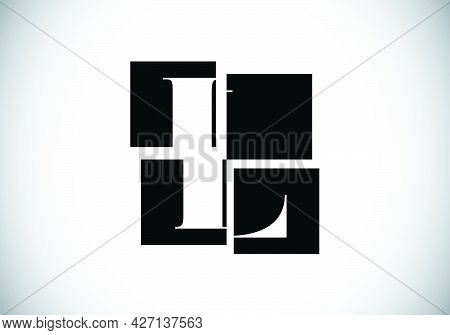 Initial L Monogram Letter Alphabet Made Of Four Squares. Font Emblem. Broken, Puzzle Alphabet Sign. 