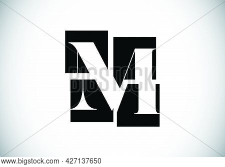 Initial M Monogram Letter Alphabet Made Of Four Squares. Font Emblem. Broken, Puzzle Alphabet Sign. 