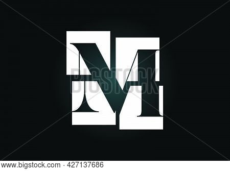 Initial M Monogram Letter Alphabet Made Of Four Squares. Font Emblem. Broken, Puzzle Alphabet Sign. 