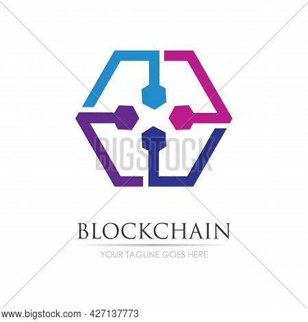 Block Chain Logo Technology Icon. Digital Vector Modern Symbol. Company Logo Design Inspiration.