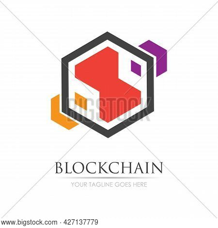 Block Chain Logo Technology Icon. Digital Vector Modern Symbol. Company Logo Design Inspiration.