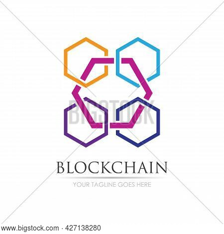 Block Chain Logo Technology Icon. Digital Vector Modern Symbol. Company Logo Design Inspiration.