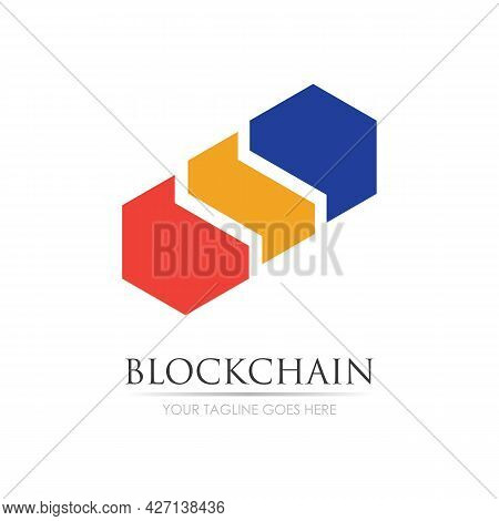 Block Chain Logo Technology Icon. Digital Vector Modern Symbol. Company Logo Design Inspiration.