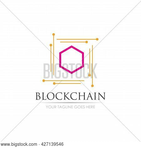 Block Chain Logo Technology Icon. Digital Vector Modern Symbol. Company Logo Design Inspiration.