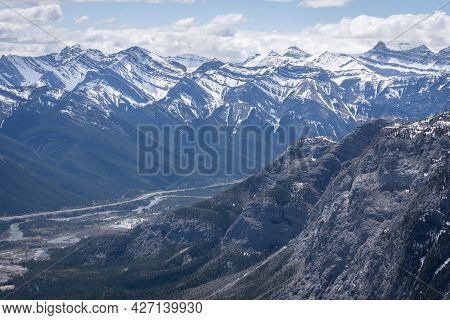 Beautiful Alpine Valley, Shot At Mt Yamnuska Trail, Canadian Rockies, Alberta, Canada