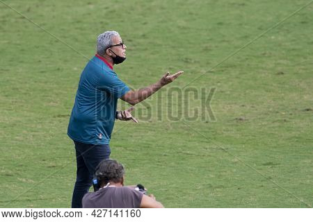 Rio, Brazil - July 18, 2021: Helio Dos Anjos Coach In Match Between Vasco 1 Vs 1 Nautico By 12th Rou