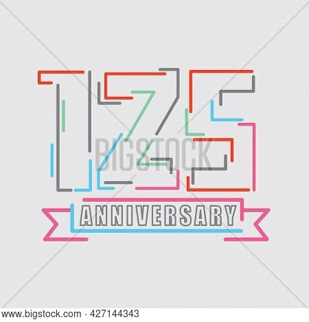 125th Years Anniversary Logo Birthday Celebration Abstract Design Vector Illustration. Eps 10