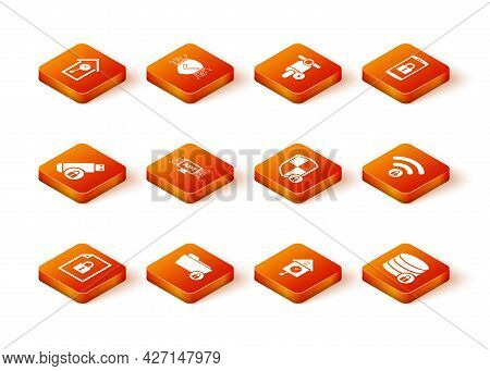 Set Document And Lock, Folder, Usb Flash Drive With, Computer Api Interface, Retro Wall Watch And Sh
