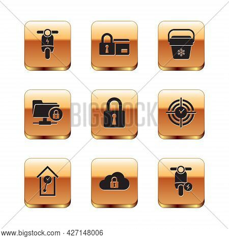 Set Electric Scooter, Retro Wall Watch, Cloud Computing Lock, Lock, Ftp Folder And And Cooler Bag Ic