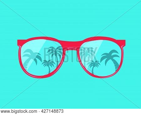 Trendy Sunglas Vector Illustration On Blue Background