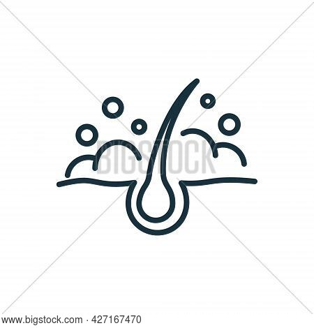 Hair Wash Line Icon. Follicle Washing With Shampoo And Foam Linear Pictogram. Treatment Of Hygiene H