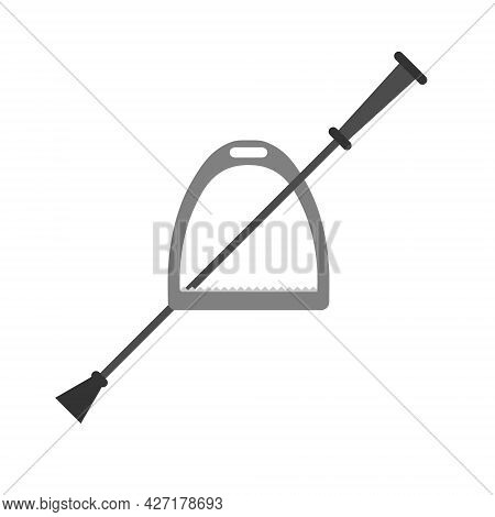 Vector Flat Horse Riding Equestrian Stirrup And Whip Isolated On White Background