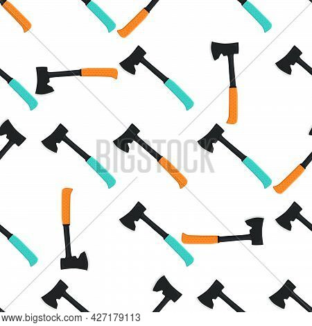 Illustration On Theme Pattern Steel Axes With Wooden Handle