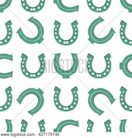 Illustration On Theme Irish Holiday St Patrick Day, Seamless Horseshoes