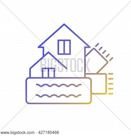 Weatherization Gradient Linear Vector Icon. Weatherproofing Building. Efficient Insulation For Home.