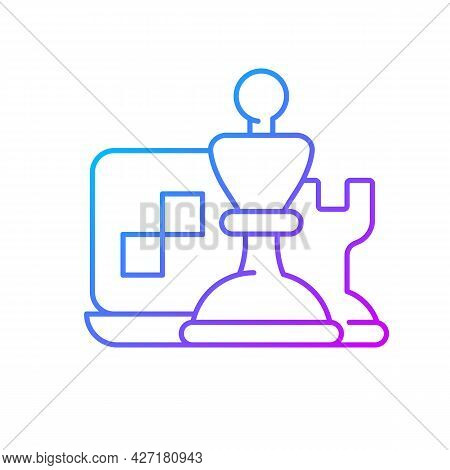 Online Logic Games And Chess Gradient Linear Vector Icon. Intelectual Activity For Fun Time Spending