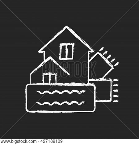 Weatherization Chalk White Icon On Dark Background. Weatherproofing Building. Insulation For Home. H