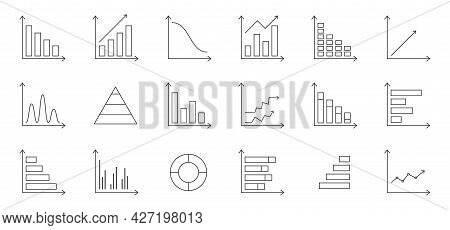 Graph Chart Line Icons Set. Business Data Statistic. Infographic Template. Annual Report Presentatio