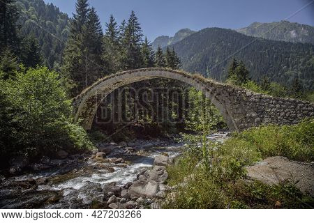 Small Old Bridge On A Plateau On Kackar Mountains In The Black Sea Region, Turkey