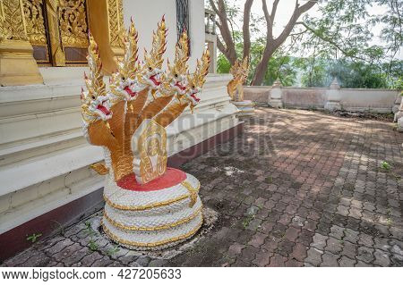 Asia Naga Statue On Phu Chang Noi At Chiang Khan Loei Thailad.chiang Khan Is An Old Town And A Very 