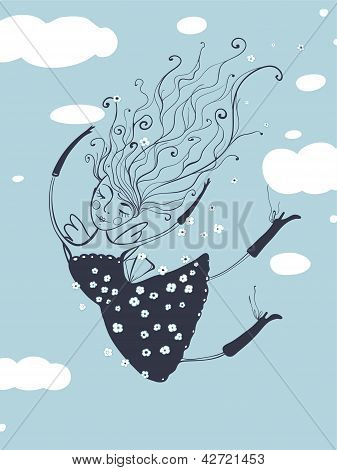 Romantische fliegen schöne Mädchen Cartoon