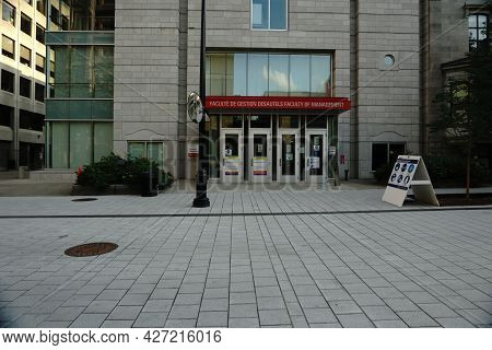 Montreal, Qc, Canada - 7-14-2021: Desautels Faculty Of Management Mctavish Street At Mcgill Universi