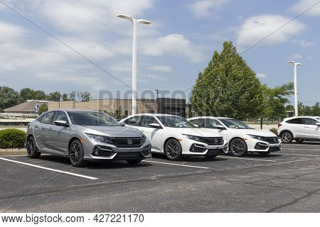 Avon - Circa July 2021: Honda Civic Display At A Dealership. The Honda Civic Is One Of The Top 25 Ca