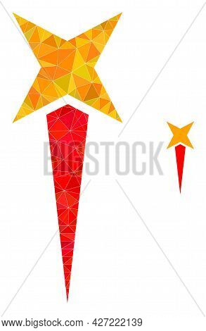Triangle Starting Star Polygonal Symbol Illustration. Starting Star Lowpoly Icon Is Filled With Tria