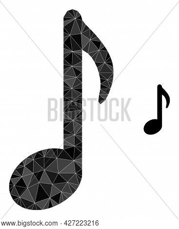 Triangle Music Note Polygonal Icon Illustration. Music Note Lowpoly Icon Is Filled With Triangles. F