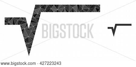 Triangle Square Root Polygonal Symbol Illustration. Square Root Lowpoly Icon Is Filled With Triangle