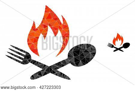 Triangle Hot Food Polygonal Icon Illustration. Hot Food Lowpoly Icon Is Filled With Triangles. Flat 