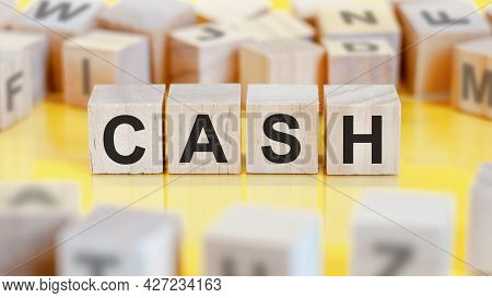 Word Cash Written On Wood Blocks, Concept.
