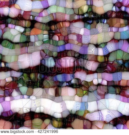 Distorted Spot Blotch Effect Seamless Pattern. Vibrant Boho Organic Shape Texture. Painterly Trendy 