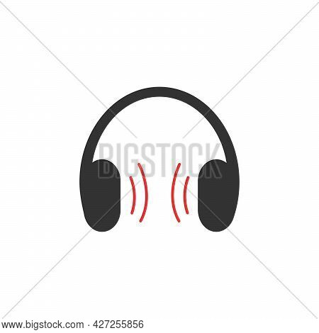 Headphones Icon, Stock Vector Illustration Flat Design Style. Vector Illustration On White Backgroun