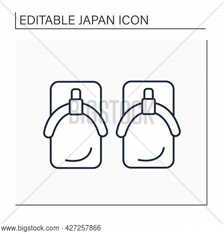 Yukata Shoes Line Icon. Japanese Footwear.geta Wooden Sandals. Japanese Culture Concept. Isolated Ve