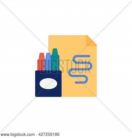 Pen Holder And Note Paper Flat Icon, Vector Sign, Stationery Colorful Pictogram Isolated On White. S