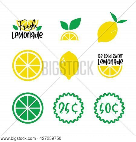 Labels And Signs Of Fresh Lemonade With Lemon. Vector Illustrations For Graphic And Web Design, For 