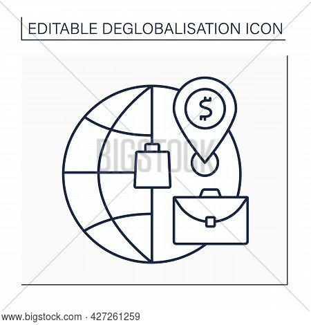 Local Market Line Icon. Marketing Practice Targets Specific Community Or Area. Shopping On Located S