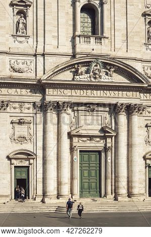 Rome, Italy - October 2019: Front Facade Of Santa Maria In Vallicella, Also Called Chiesa Nuova, A B