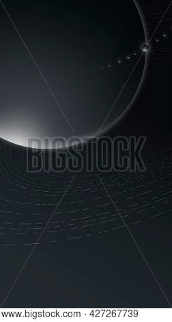 Futuristic galaxy border background in gray minimal style