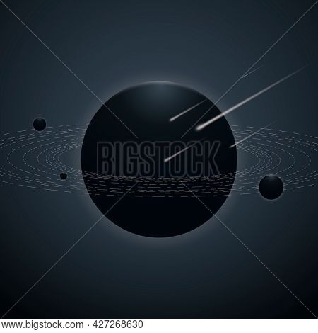 Aesthetic planet galaxy background in gradient gray and blue