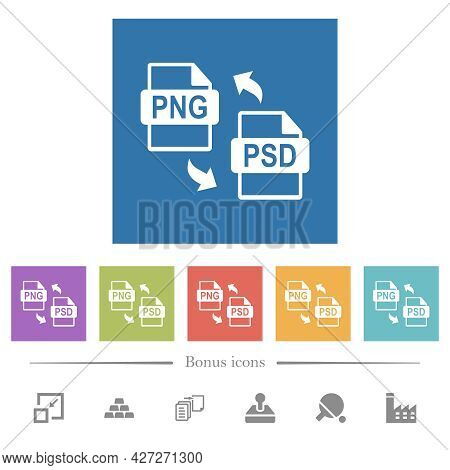 Png Psd File Conversion Flat White Icons In Square Backgrounds. 6 Bonus Icons Included.