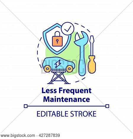 Electric Vehicles Less Frequent Maintenance Concept Icon. Ev Intelligence Solution Abstract Idea Thi